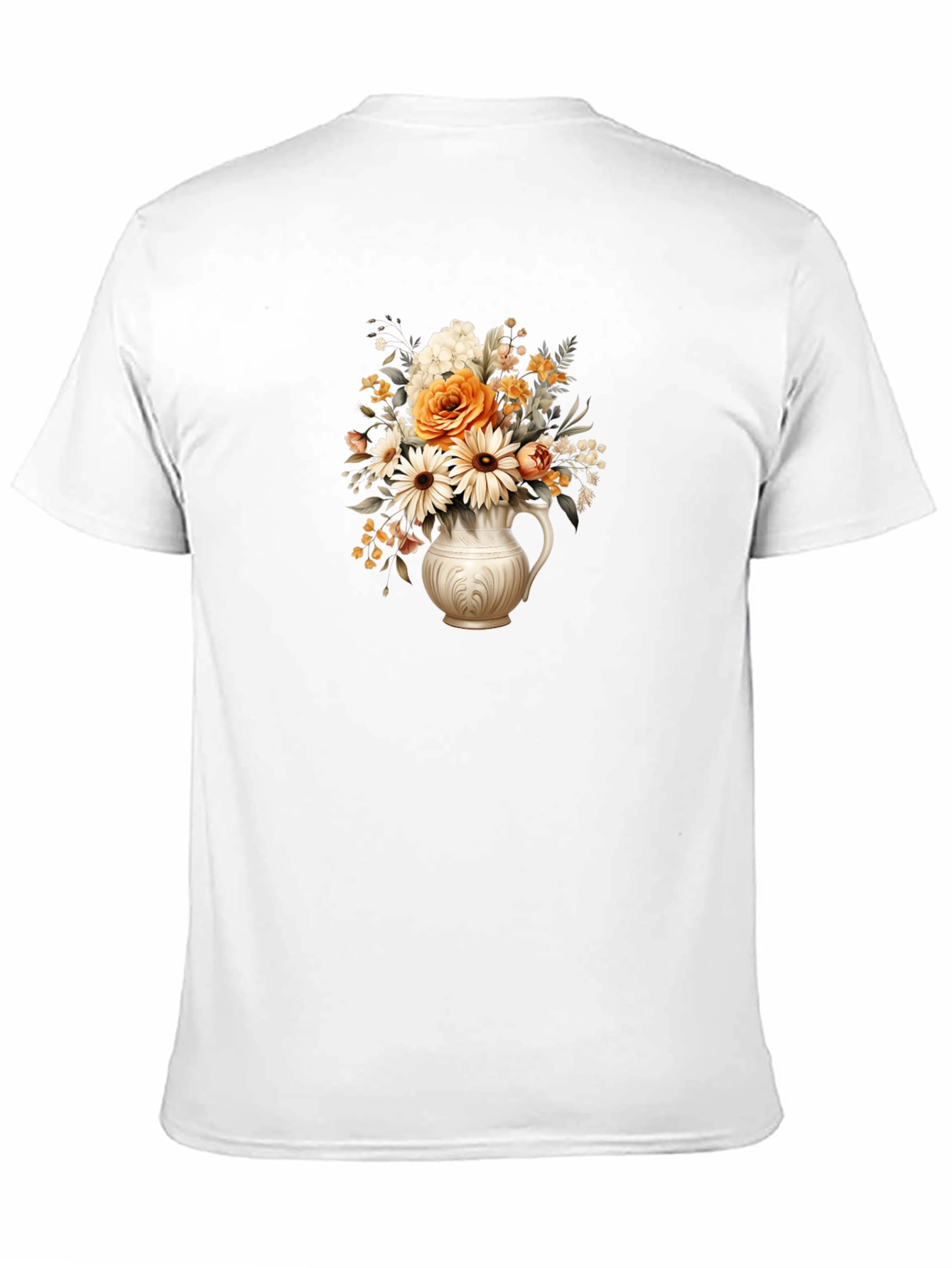 Floral Vase Graphic Tee - Stylish Black T-Shirt