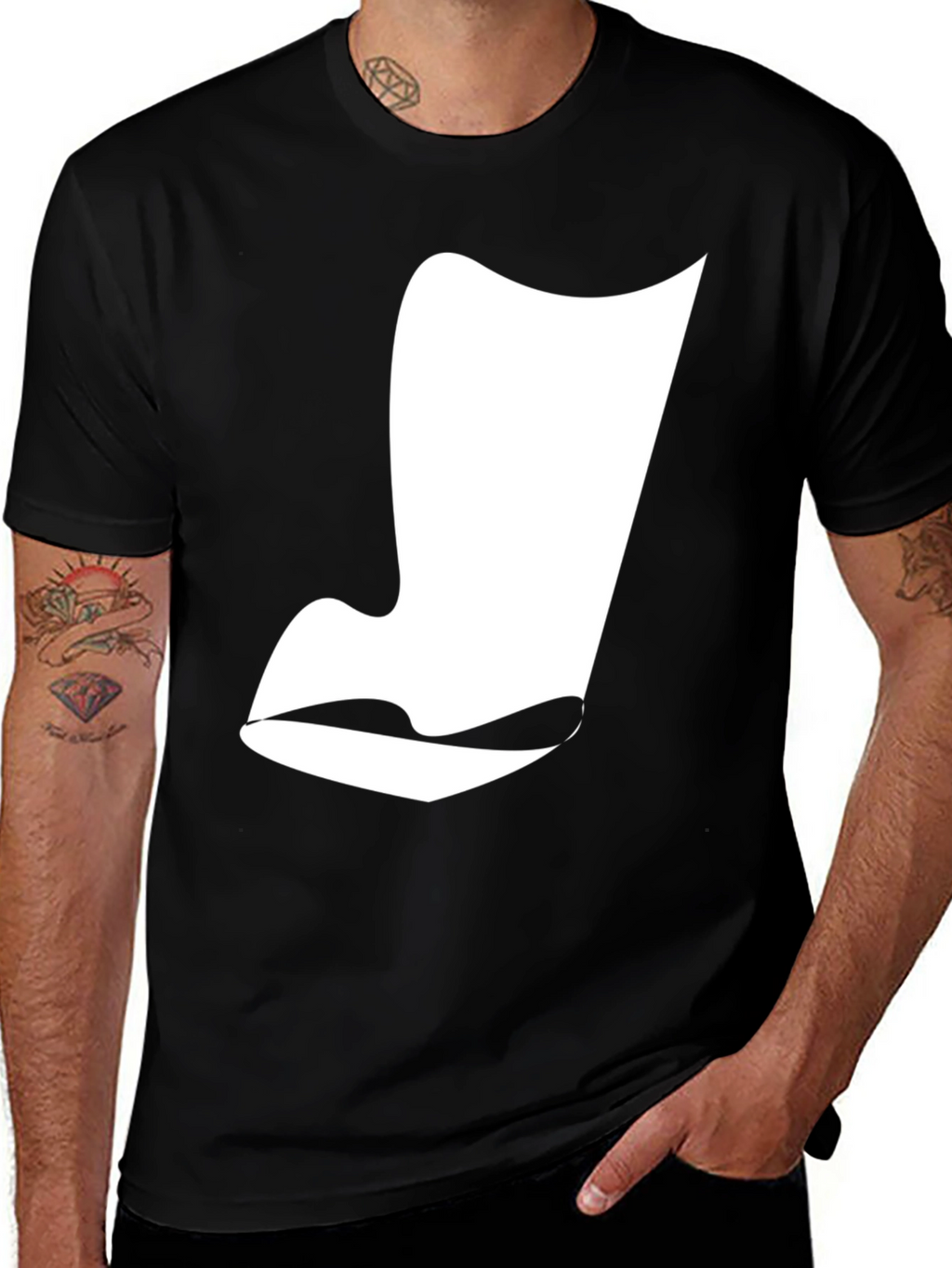 Abstract Face Graphic Tee - Modern Black T-Shirt