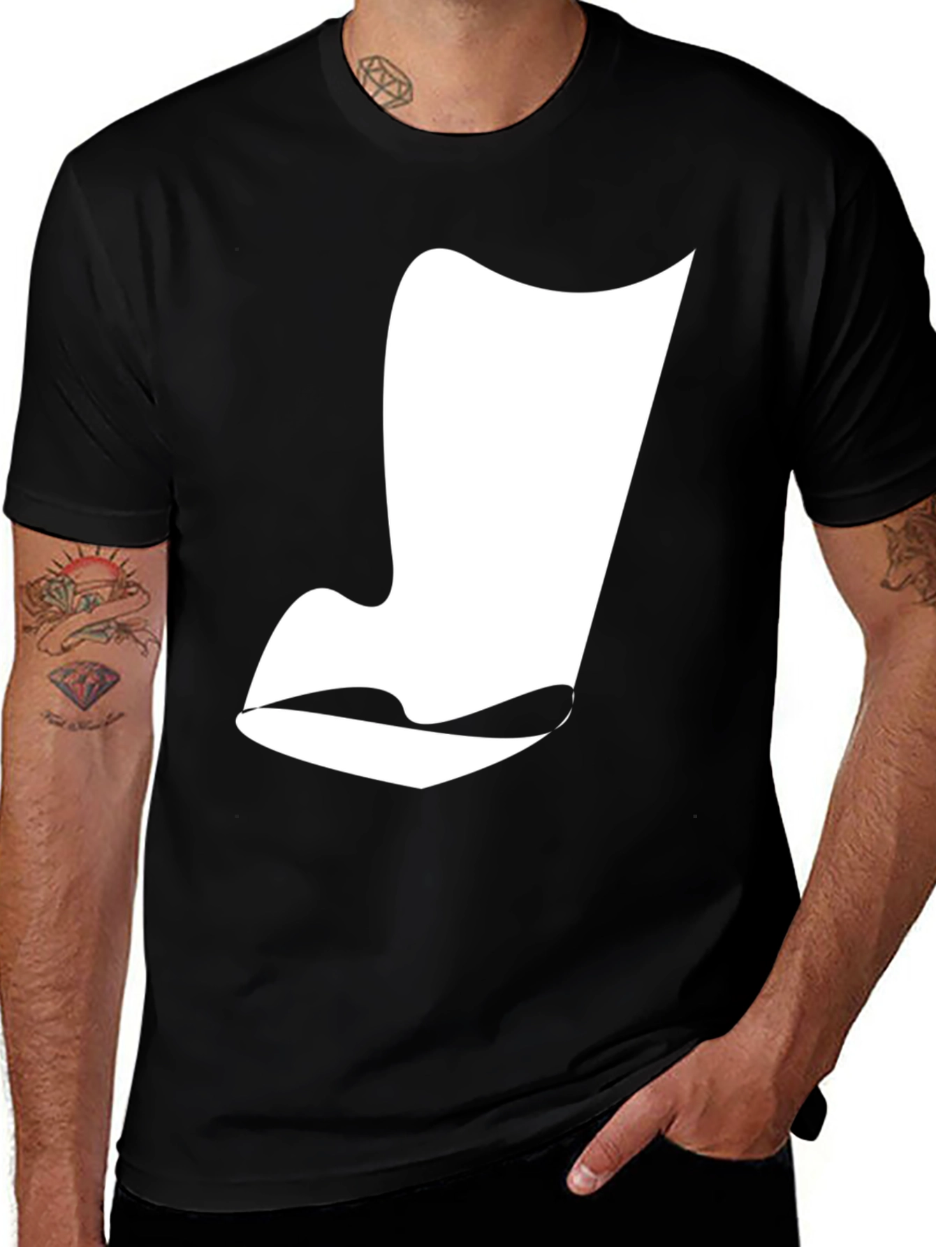 Abstract Face Graphic Tee - Modern Black T-Shirt