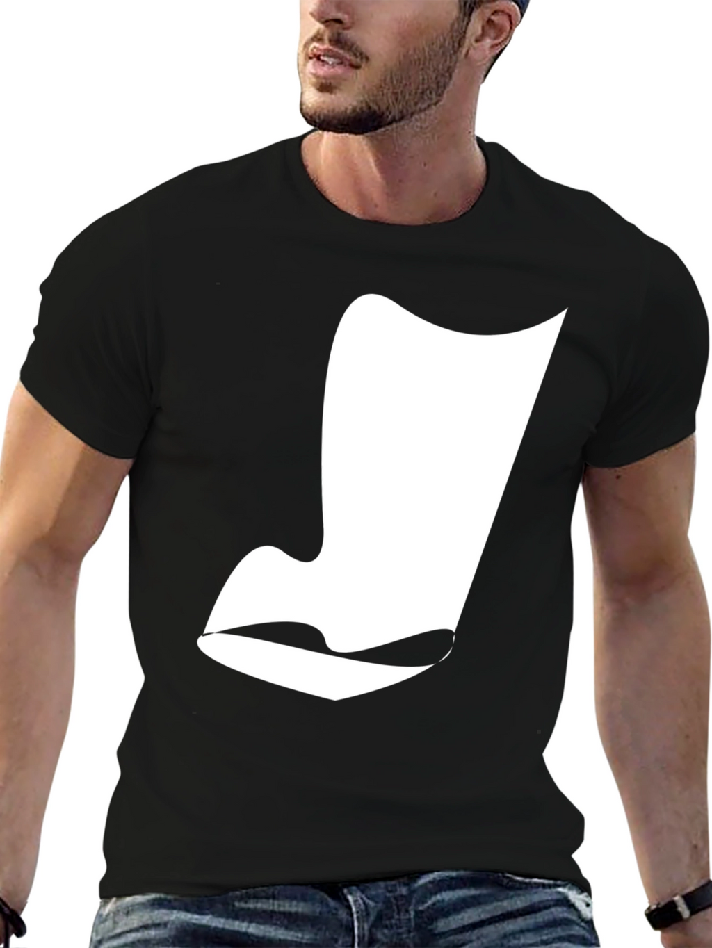 Abstract Face Graphic Tee - Modern Black T-Shirt