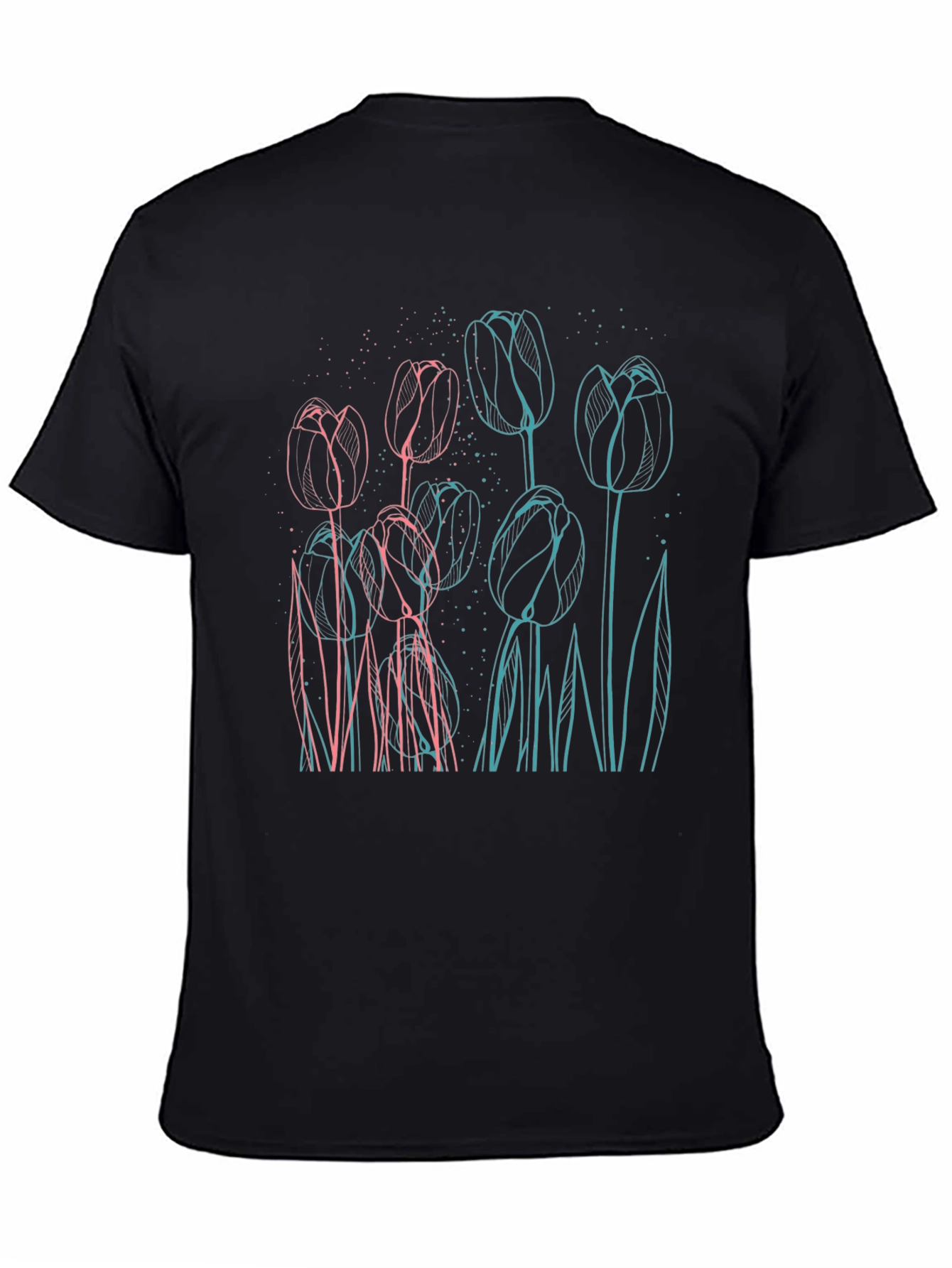 Floral Outline Graphic Tee - Modern Style