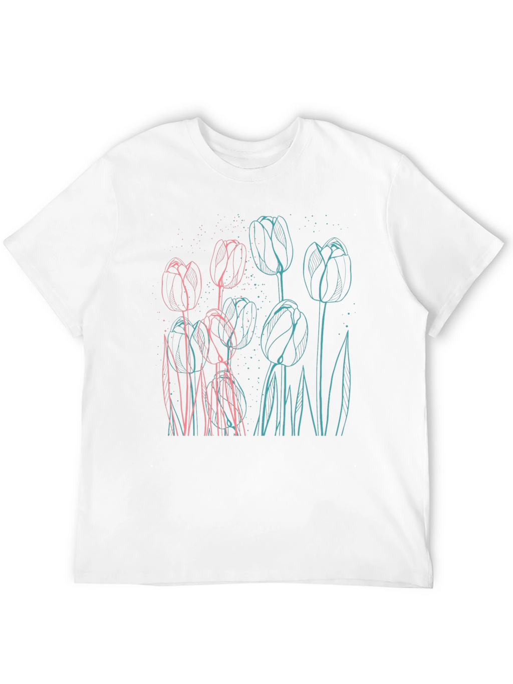 Floral Outline Graphic Tee - Modern Style