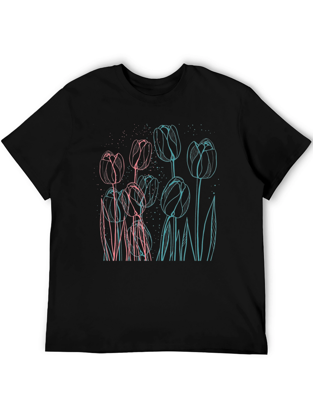 Floral Outline Graphic Tee - Modern Style