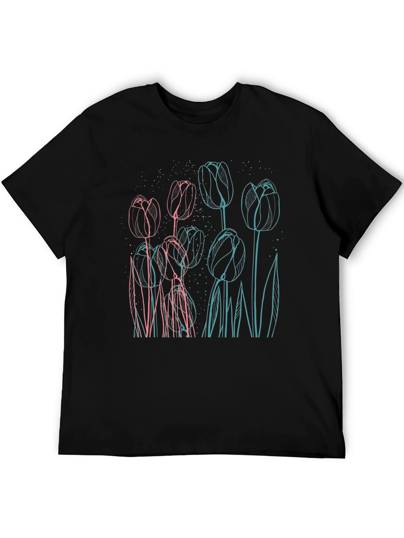 Floral Outline Graphic Tee - Modern Style
