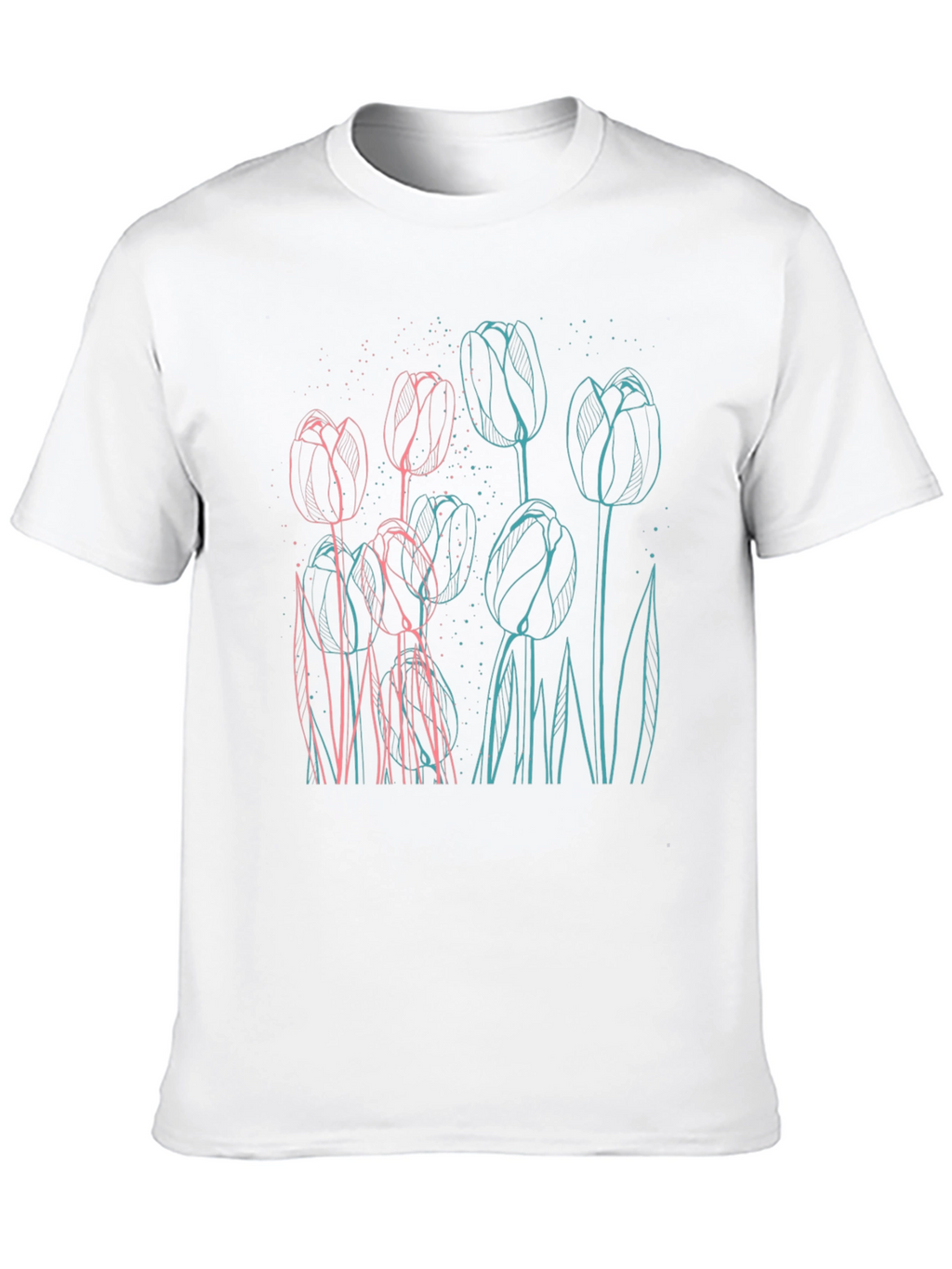 Floral Outline Graphic Tee - Modern Style