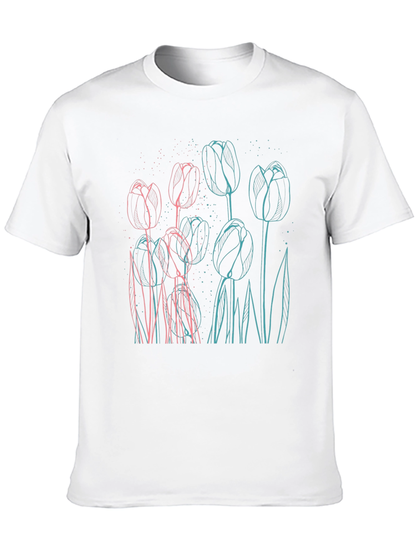 Floral Outline Graphic Tee - Modern Style