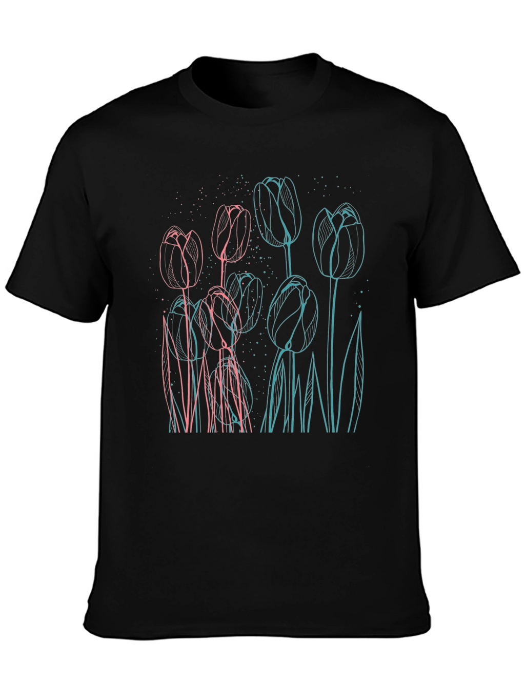 Floral Outline Graphic Tee - Modern Style