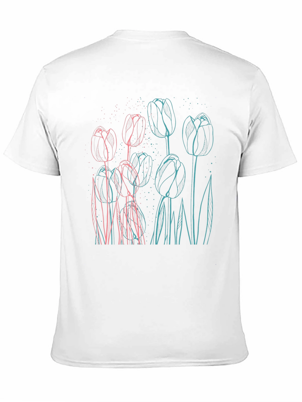 Floral Outline Graphic Tee - Modern Style
