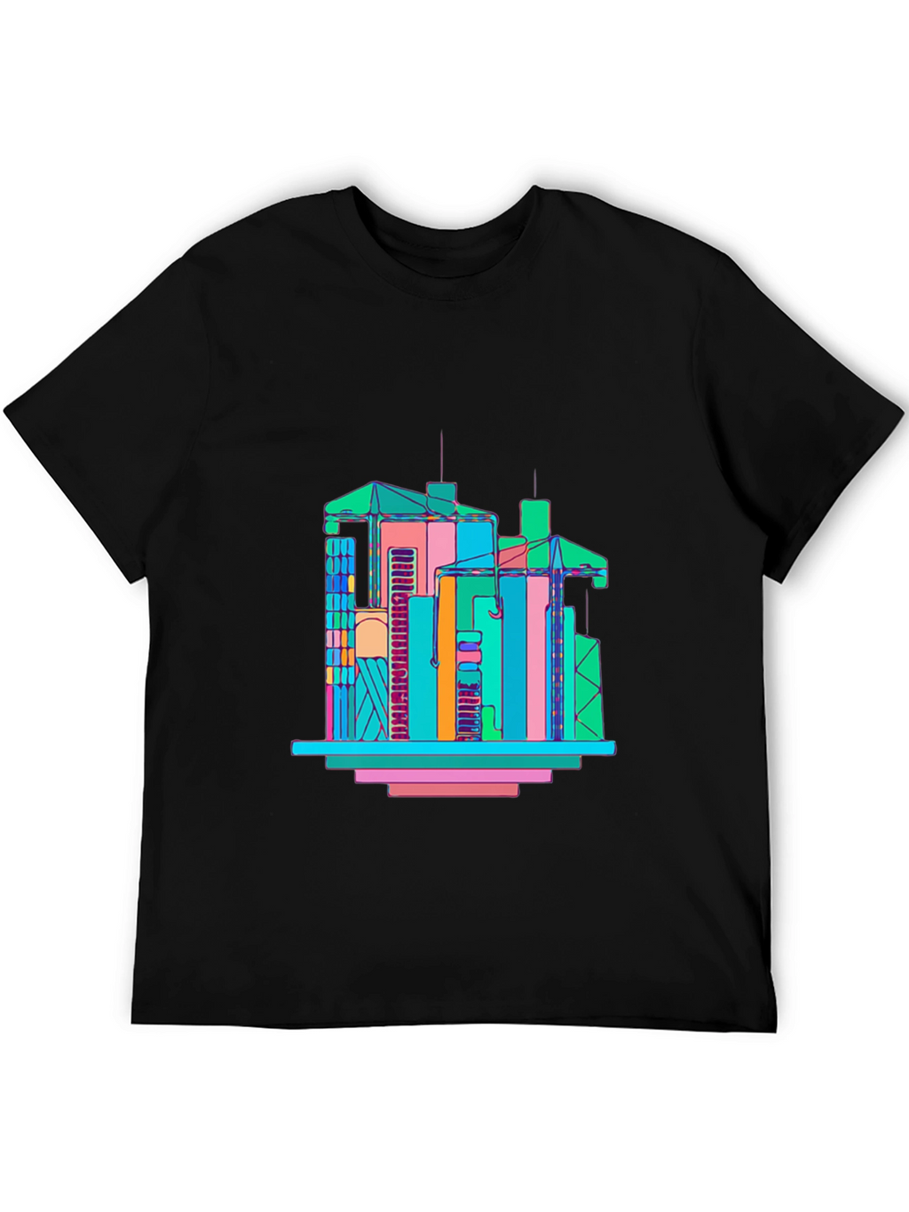 Abstract Building Graphic T-Shirt - Mens Black Tee