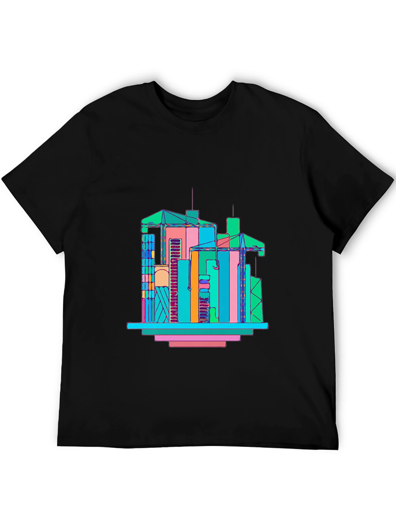Abstract Building Graphic T-Shirt - Mens Black Tee