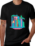 Abstract Building Graphic T-Shirt - Mens Black Tee
