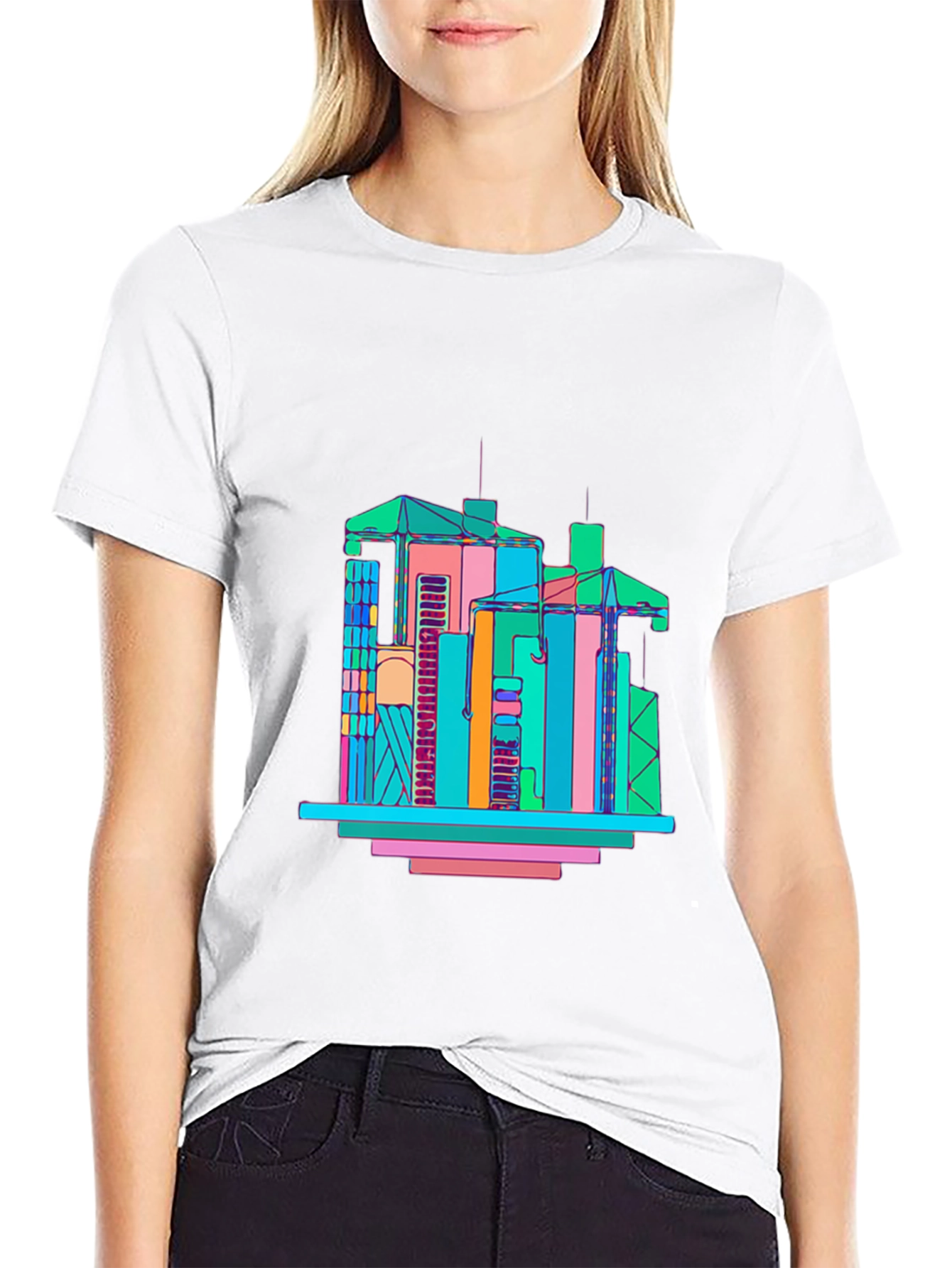 Abstract Building Graphic T-Shirt - Mens Black Tee