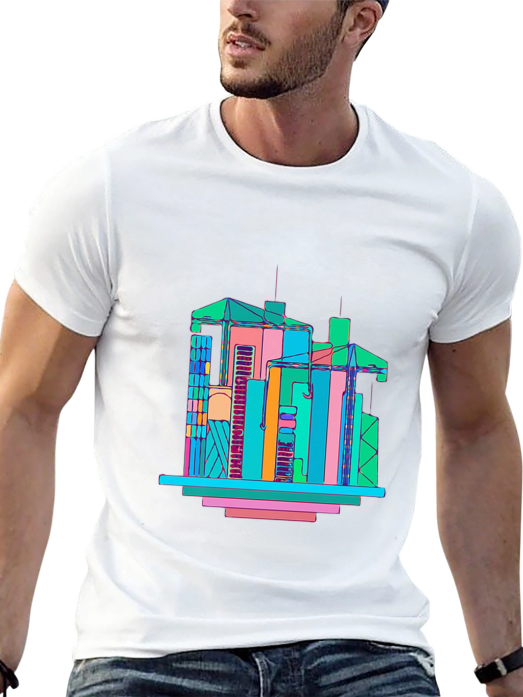Abstract Building Graphic T-Shirt - Mens Black Tee