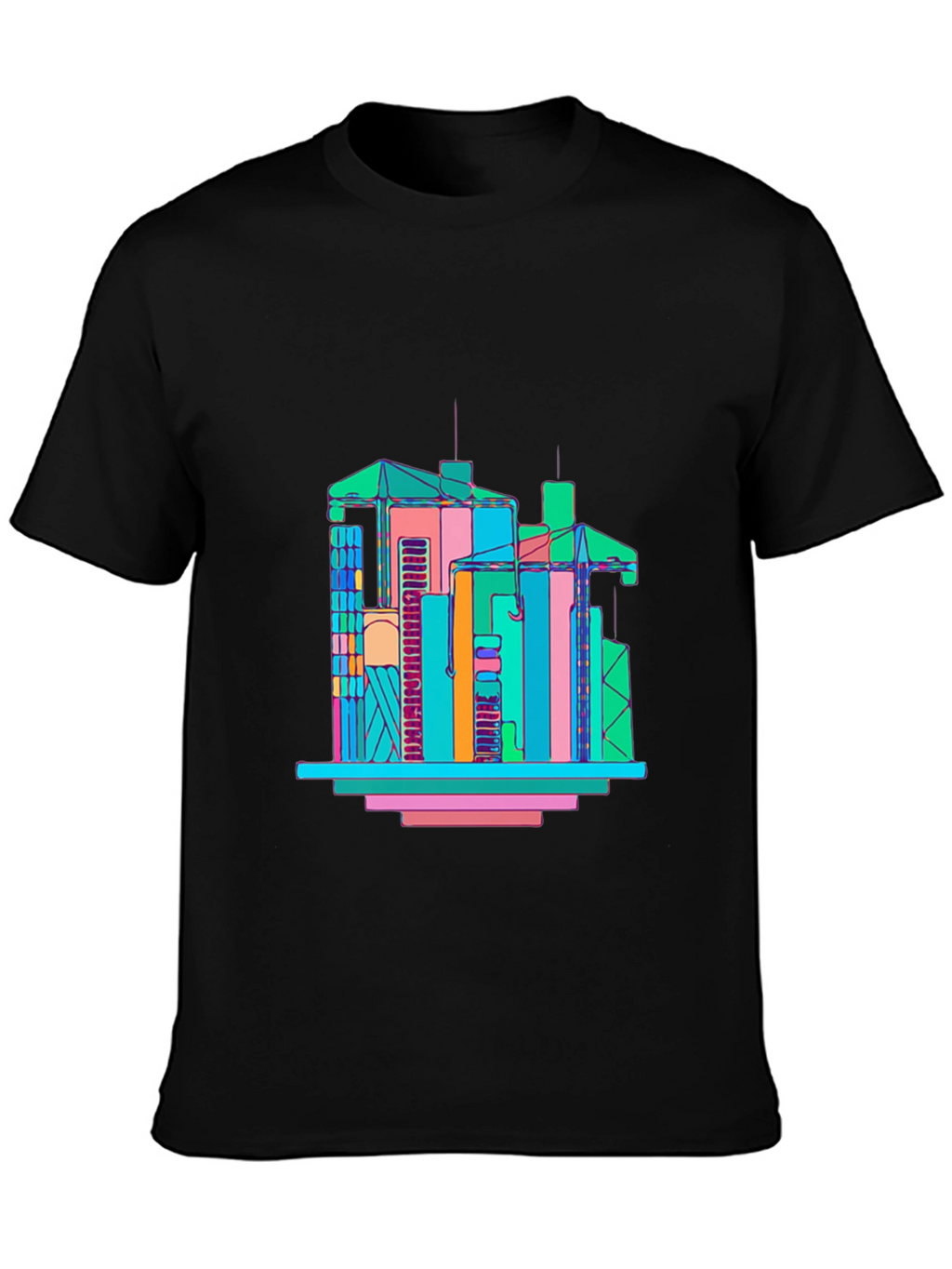 Abstract Building Graphic T-Shirt - Mens Black Tee