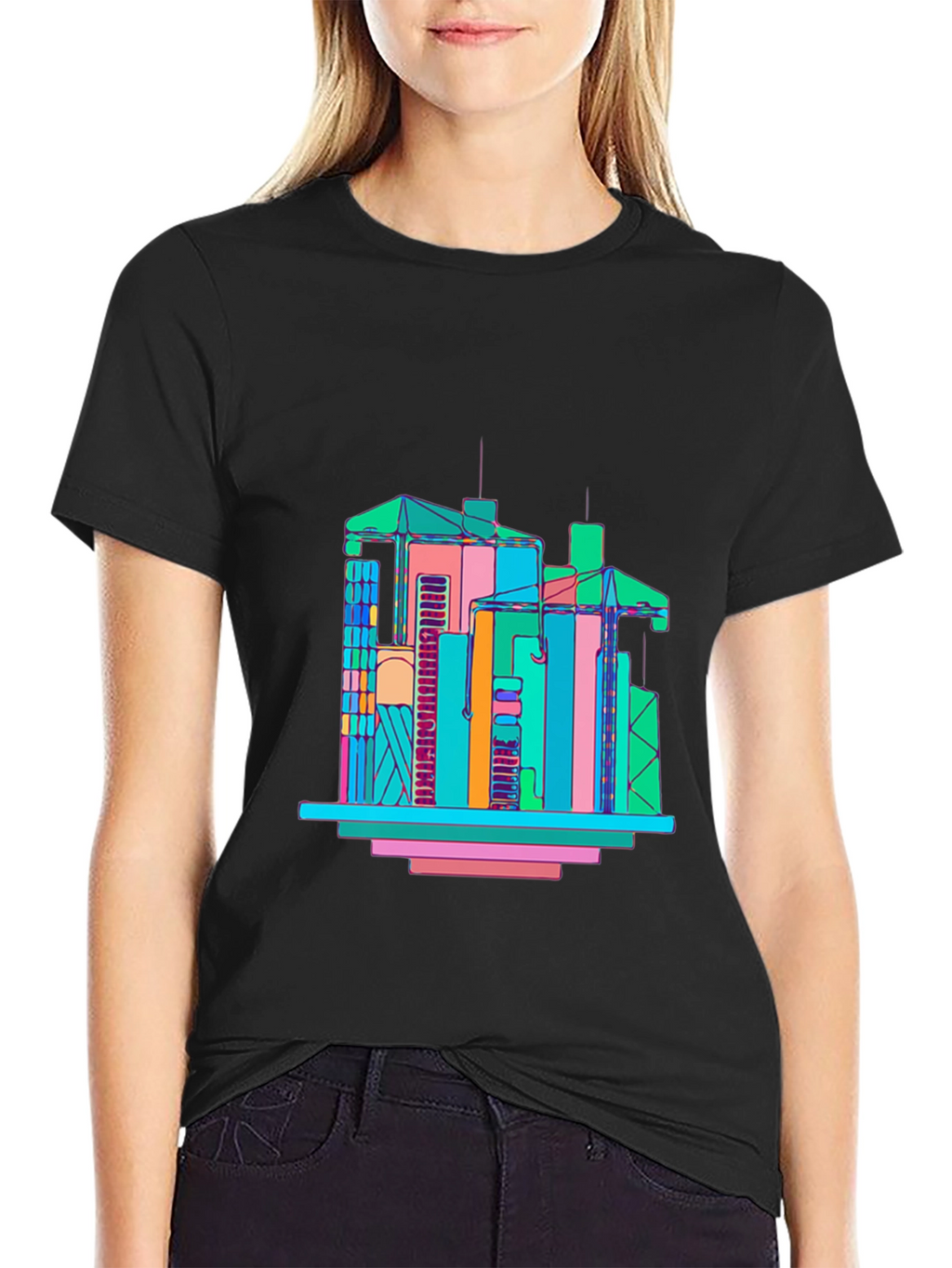 Abstract Building Graphic T-Shirt - Mens Black Tee