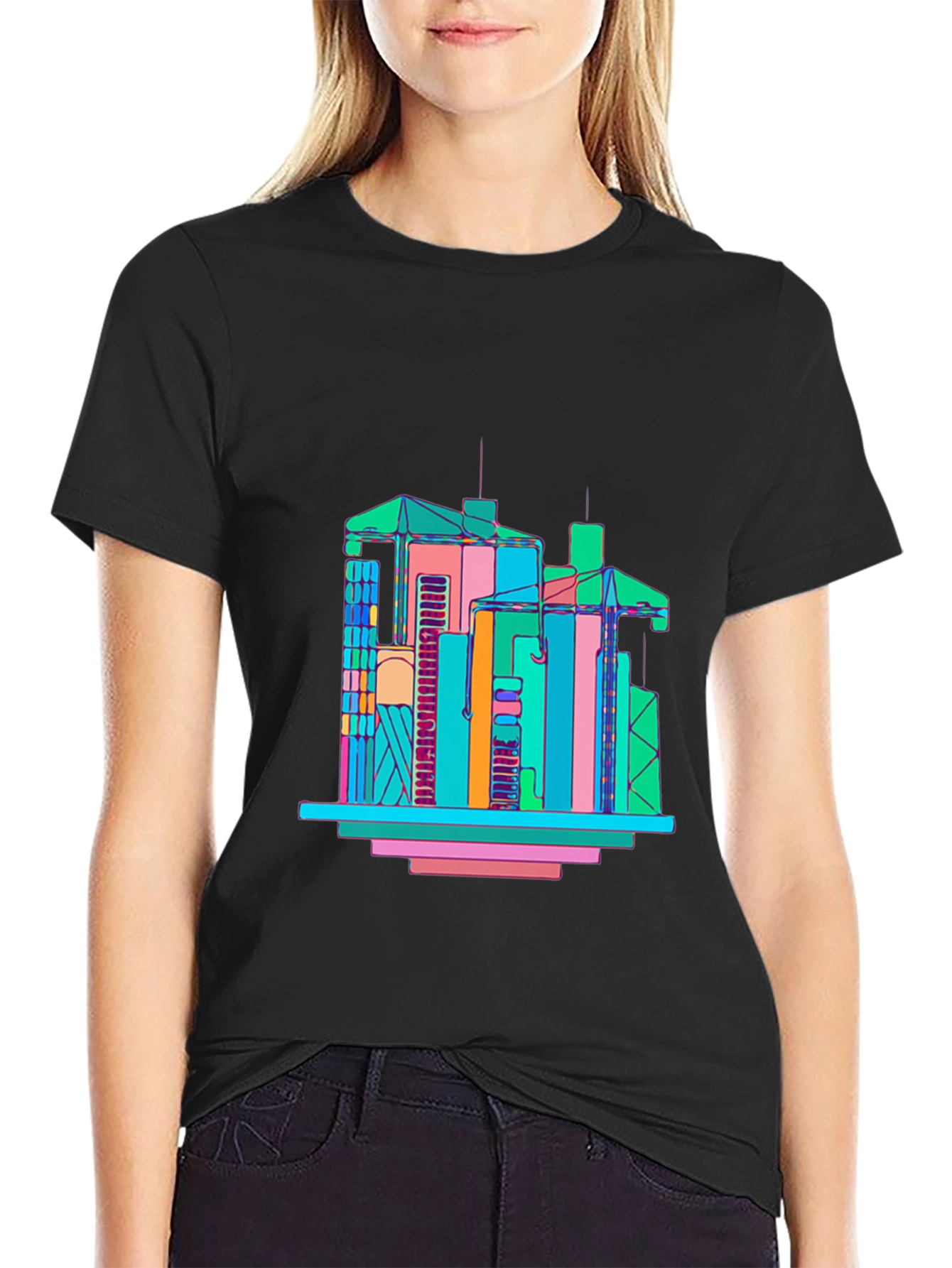 Abstract Building Graphic T-Shirt - Mens Black Tee