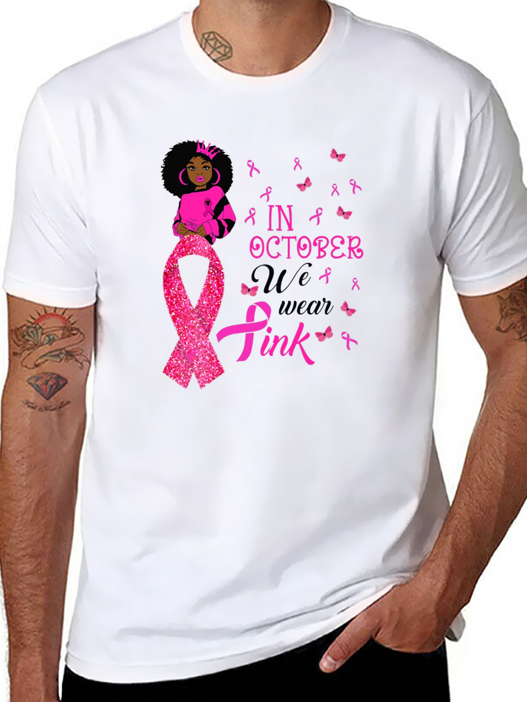 In October We Wear Pink Breast Cancer Awareness T-Shirt