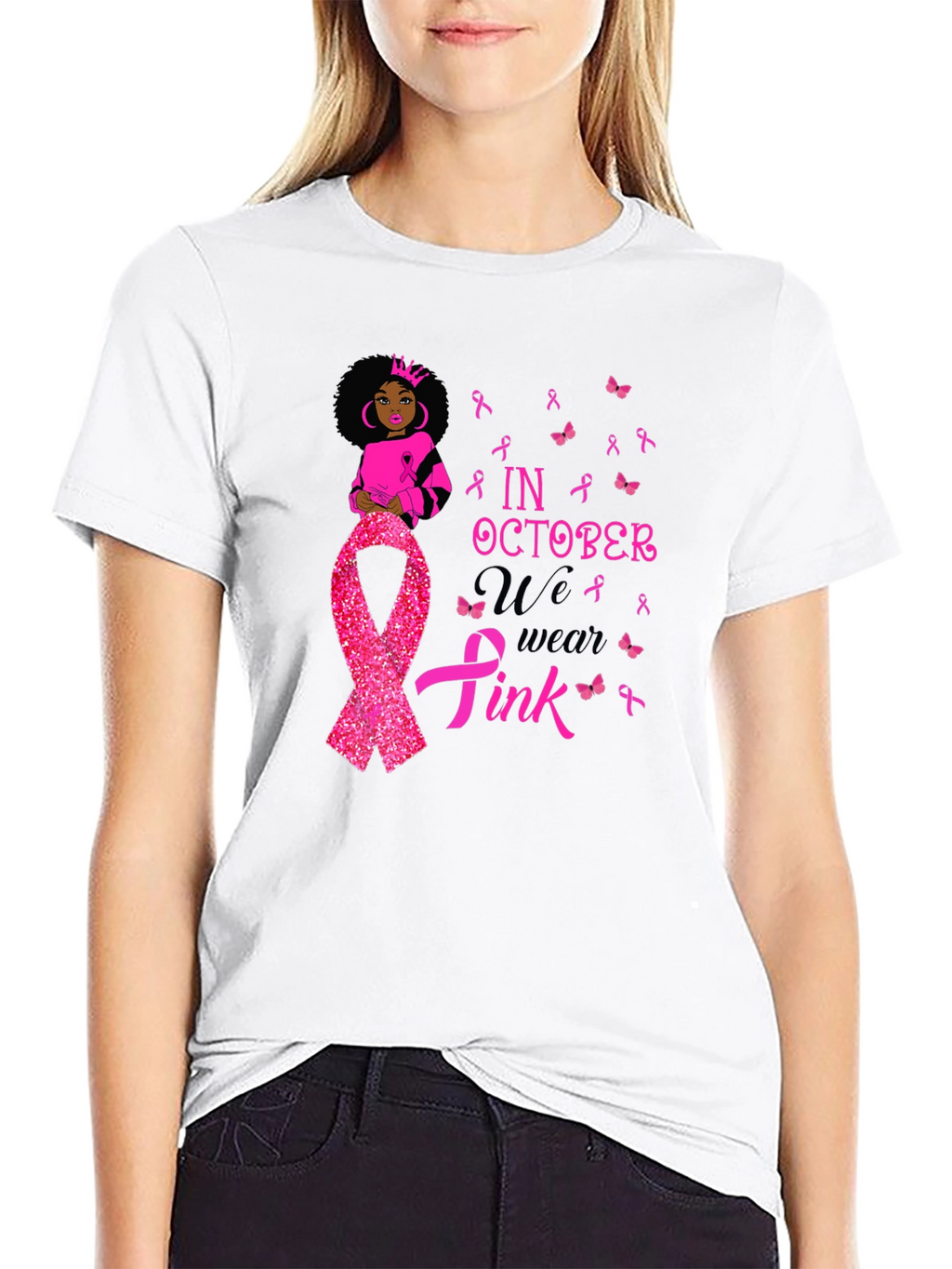 In October We Wear Pink Breast Cancer Awareness T-Shirt