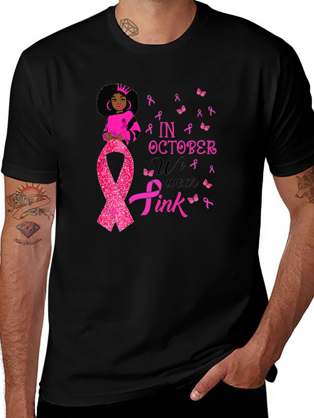 In October We Wear Pink Breast Cancer Awareness T-Shirt
