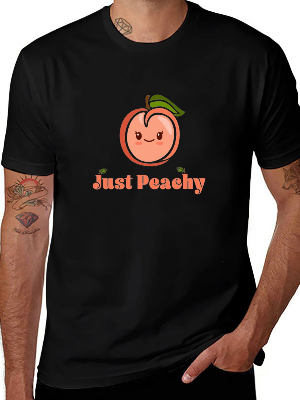 Just Peachy Graphic Tee - Black Cotton T-Shirt