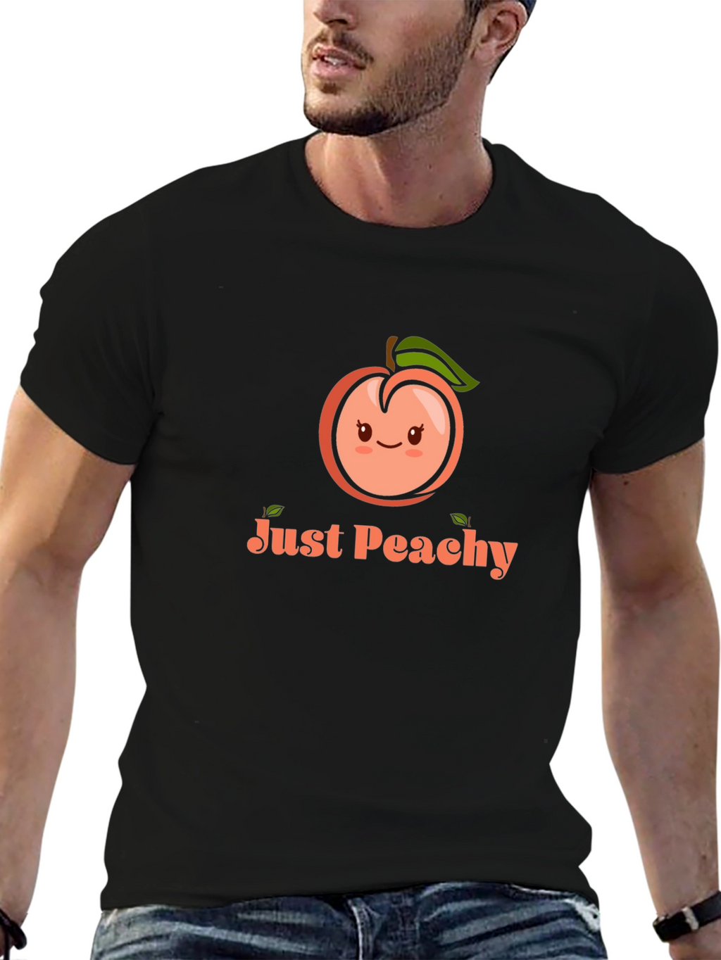 Just Peachy Graphic Tee - Black Cotton T-Shirt