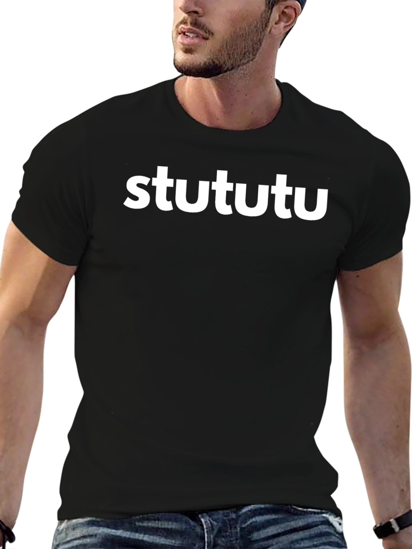 Stututu Graphic Tee - Stylish Black Cotton T-Shirt