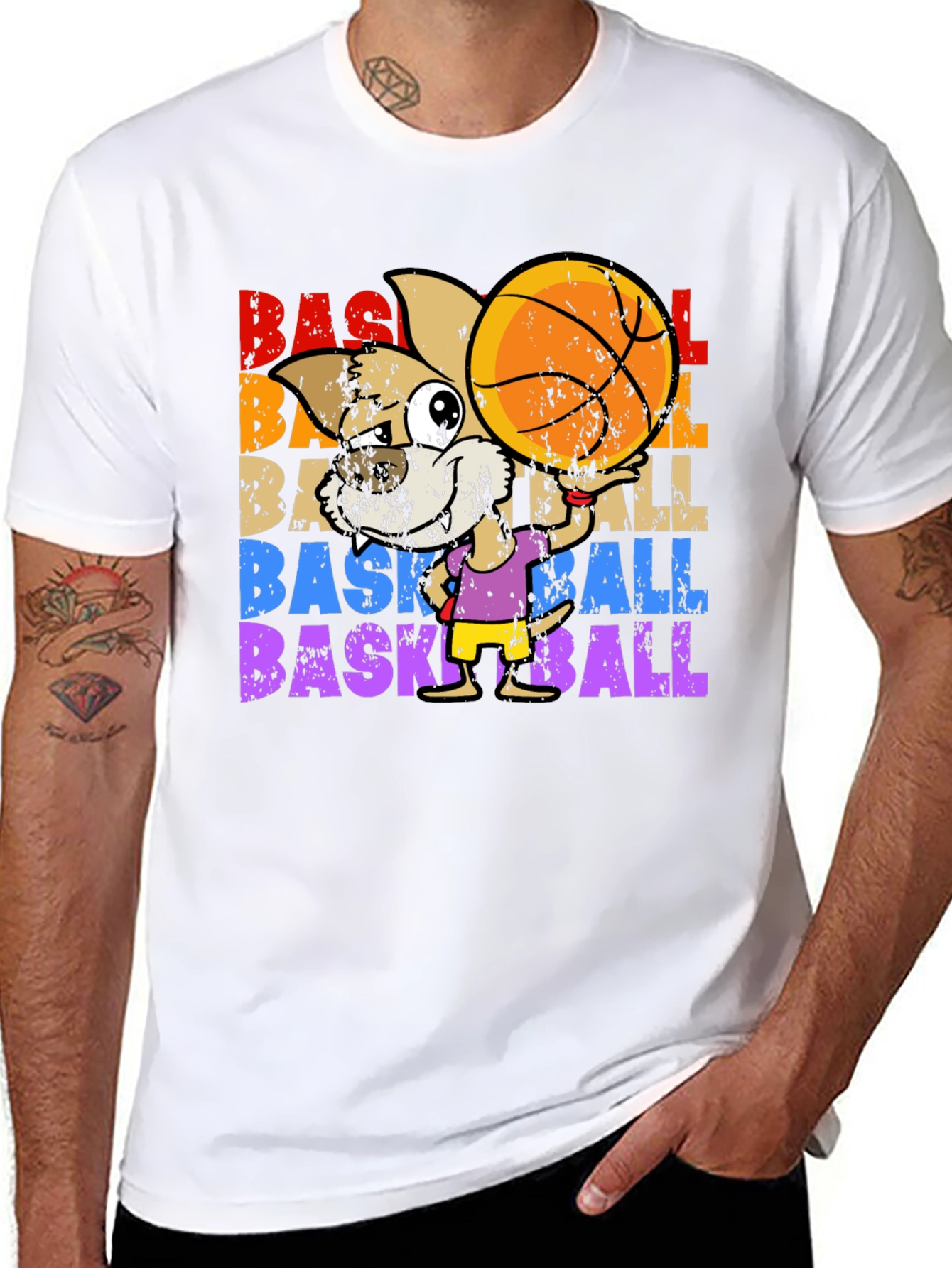 Basketball Dog Graphic T-Shirt