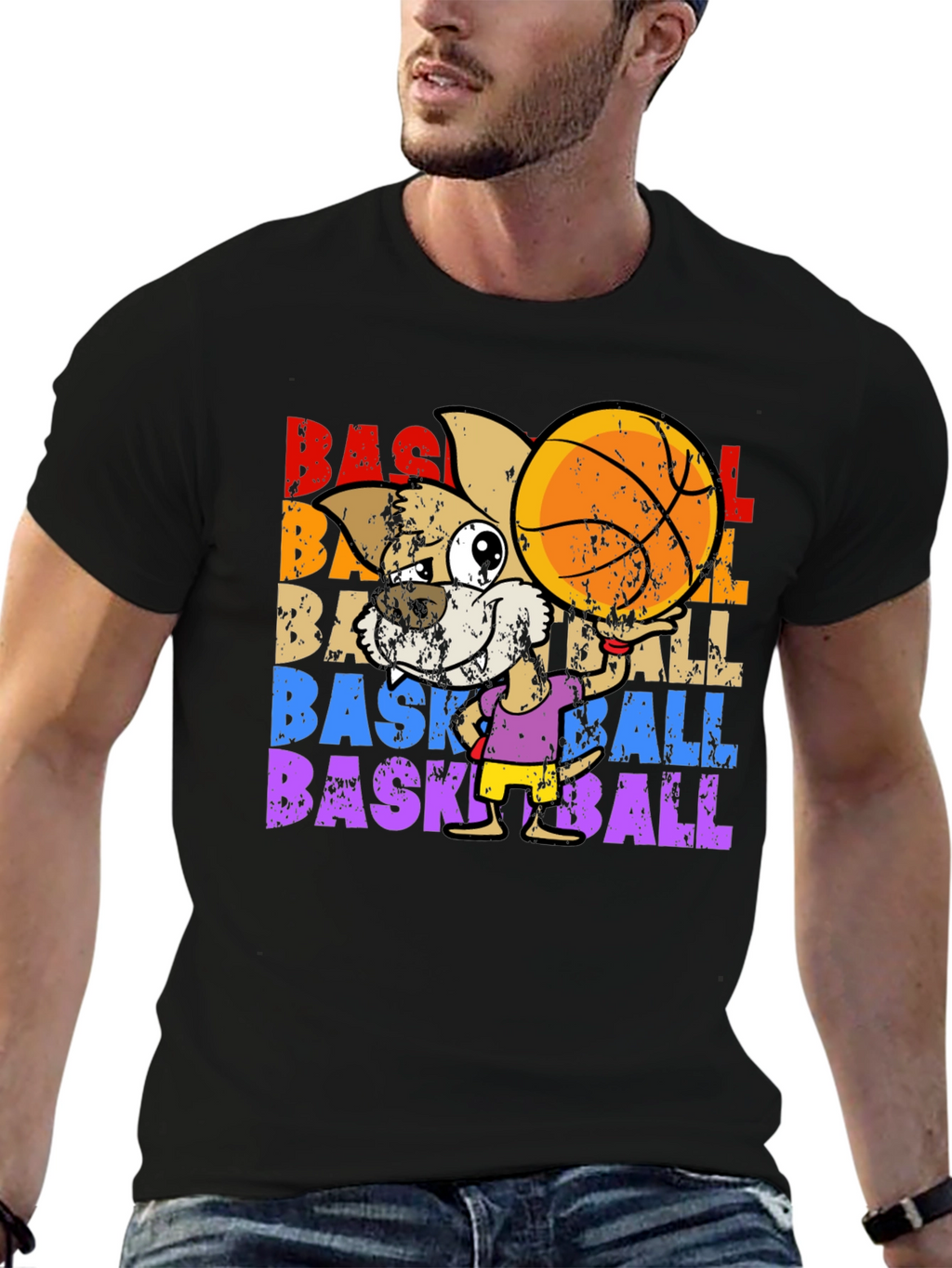 Basketball Dog Graphic T-Shirt
