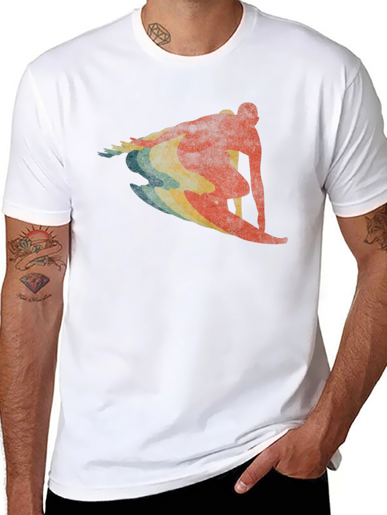 Retro Surfer Graphic T-Shirt - Black