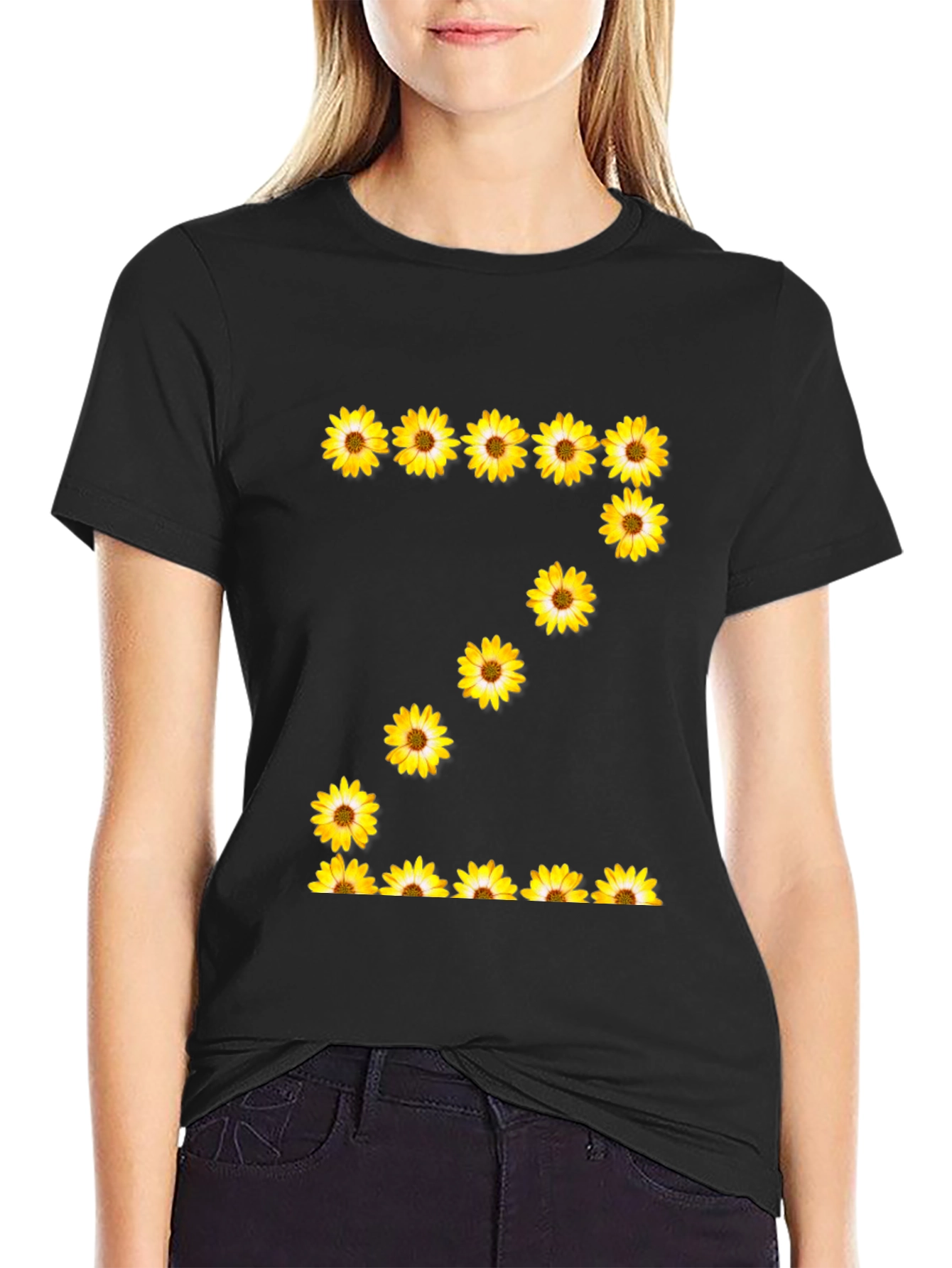 Sunflower Letter Z Black T-Shirt