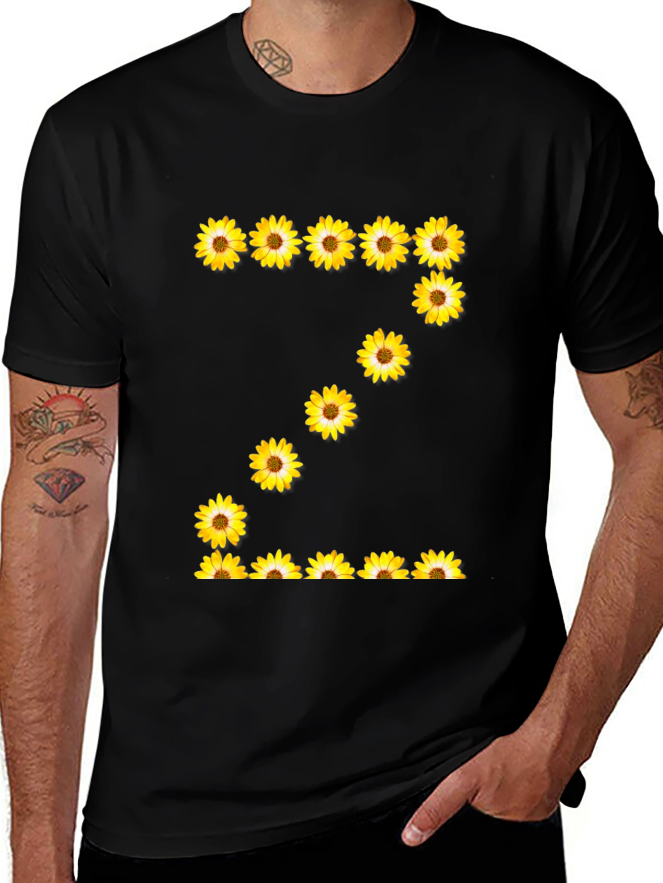 Sunflower Letter Z Black T-Shirt