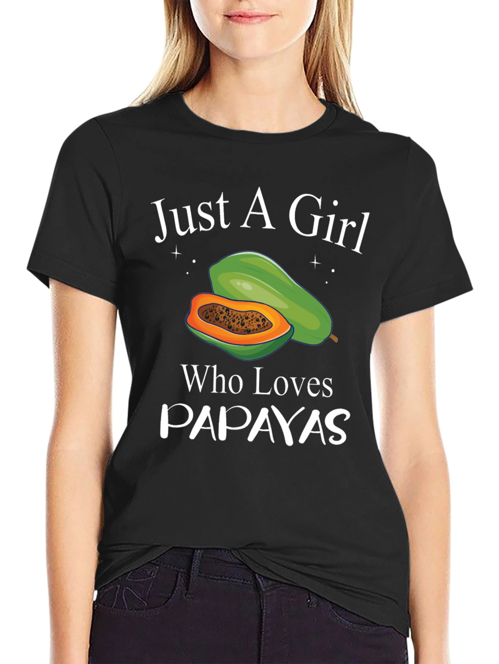 Just A Girl Who Loves Papayas Black T-Shirt