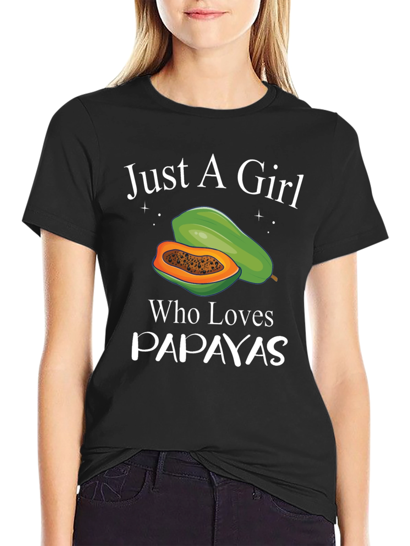 Just A Girl Who Loves Papayas Black T-Shirt
