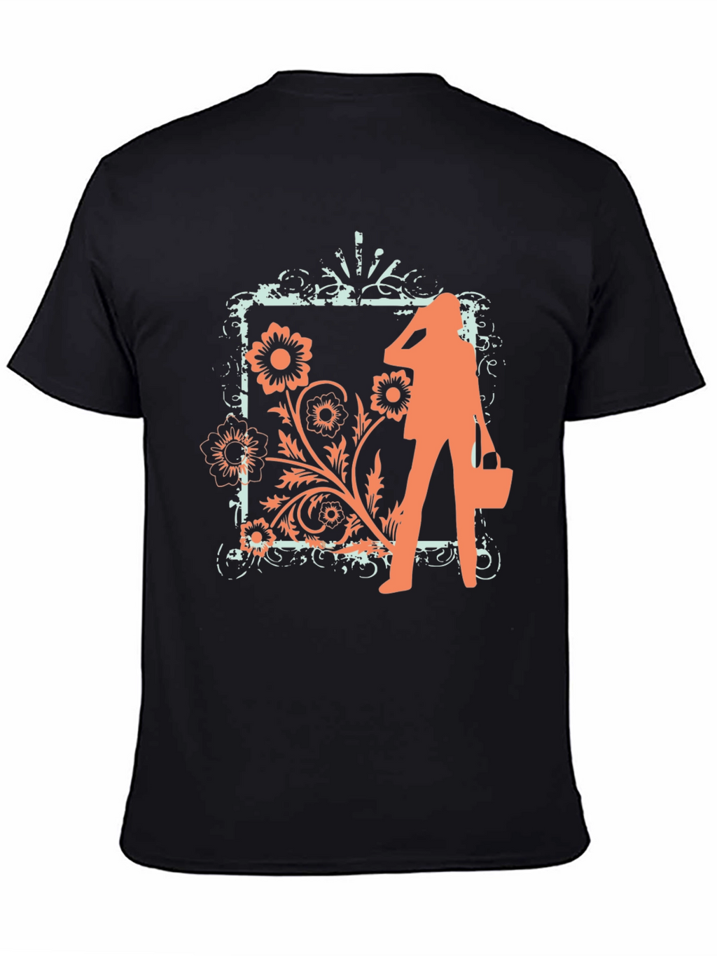 Trendy Black Tee with Fashion Floral Graphic