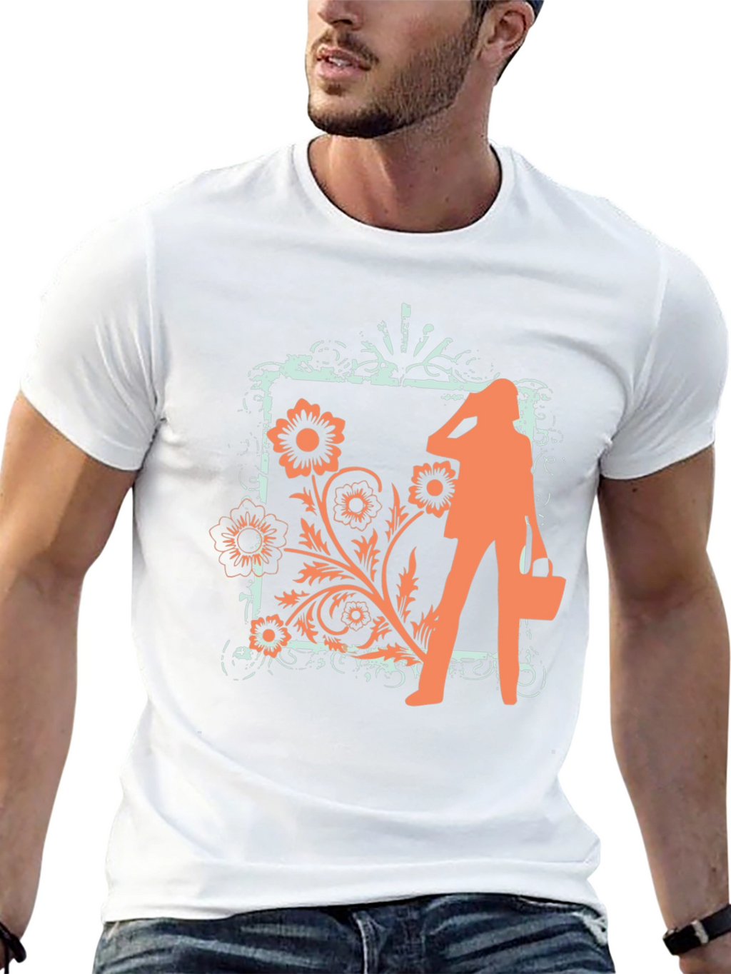 Trendy Black Tee with Fashion Floral Graphic