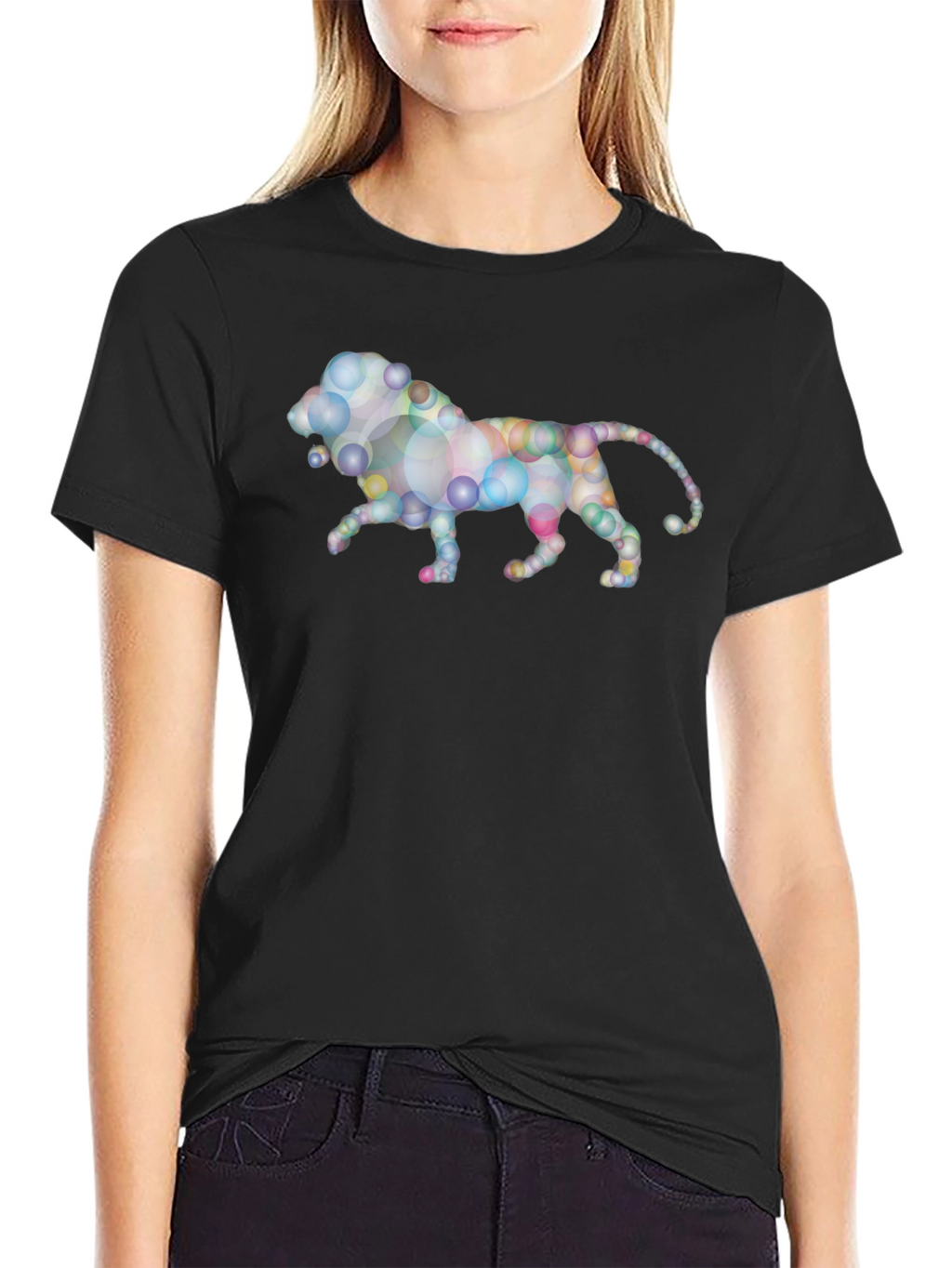 Abstract Lion Graphic Black T-Shirt