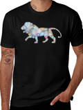 Abstract Lion Graphic Black T-Shirt