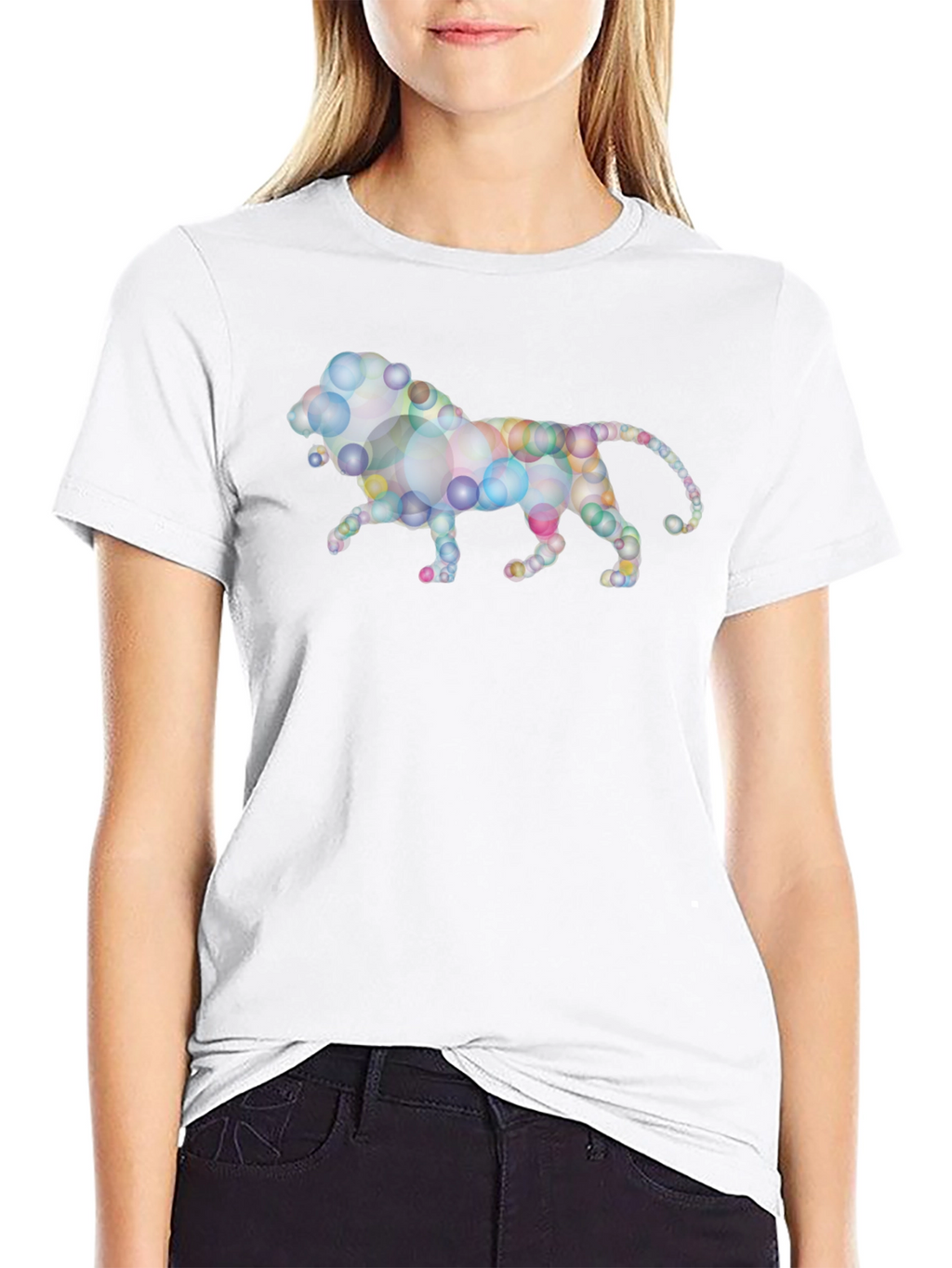 Abstract Lion Graphic Black T-Shirt