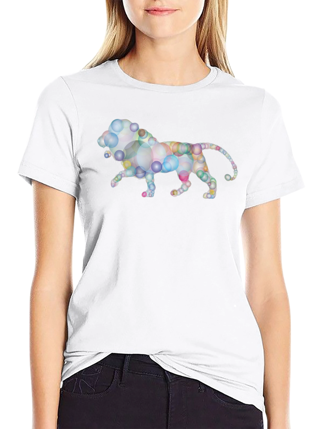 Abstract Lion Graphic Black T-Shirt