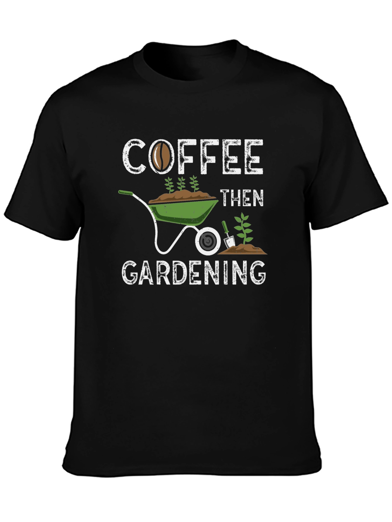 Coffee Then Gardening Black Graphic Tee