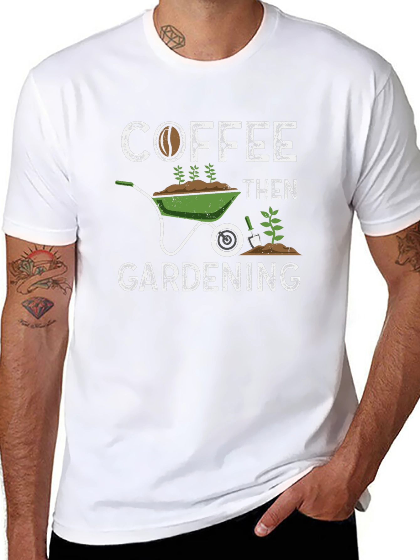 Coffee Then Gardening Black Graphic Tee