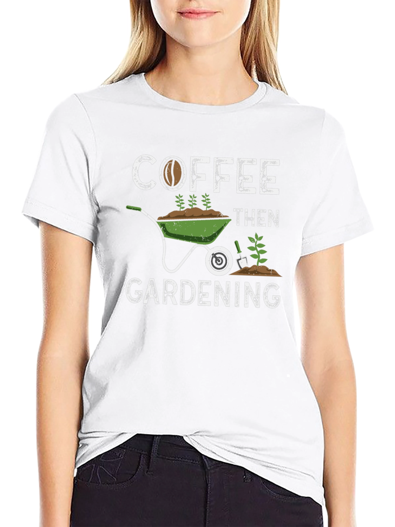 Coffee Then Gardening Black Graphic Tee