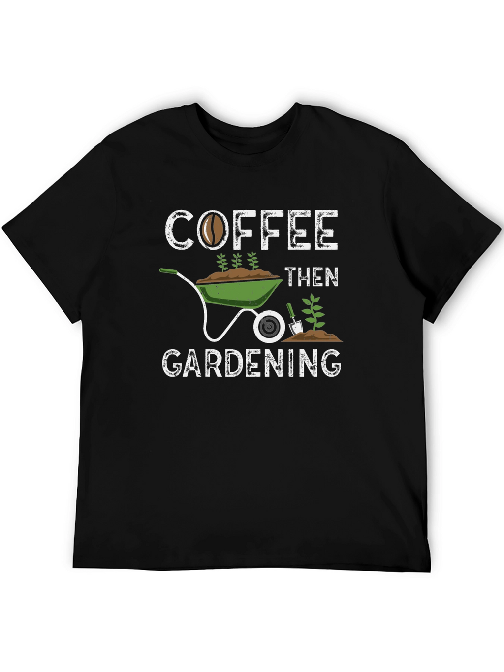 Coffee Then Gardening Black Graphic Tee