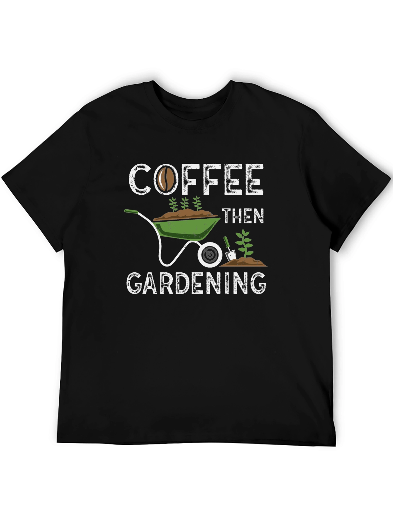 Coffee Then Gardening Black Graphic Tee