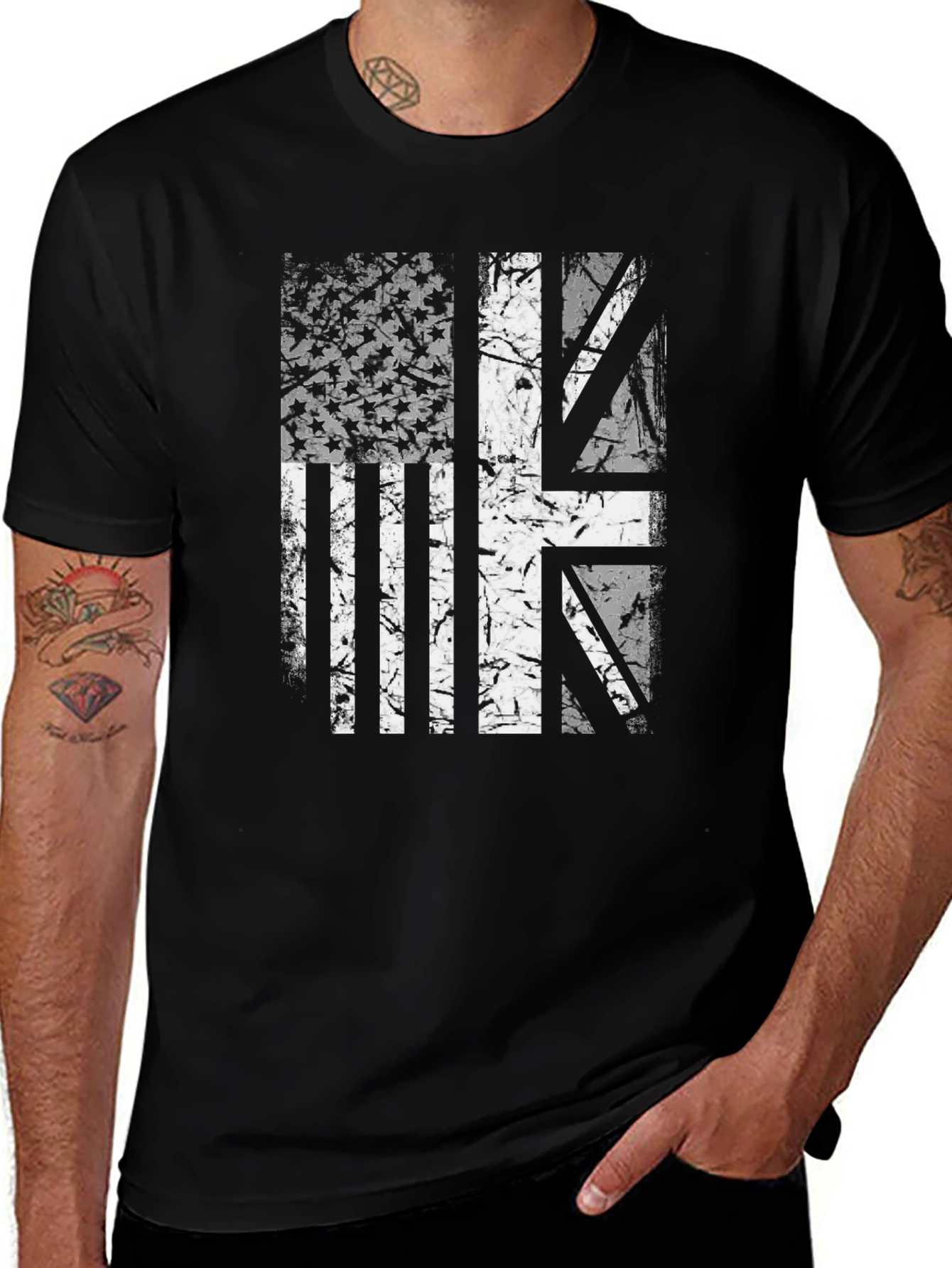Union Jack US Flag Graphic Tee