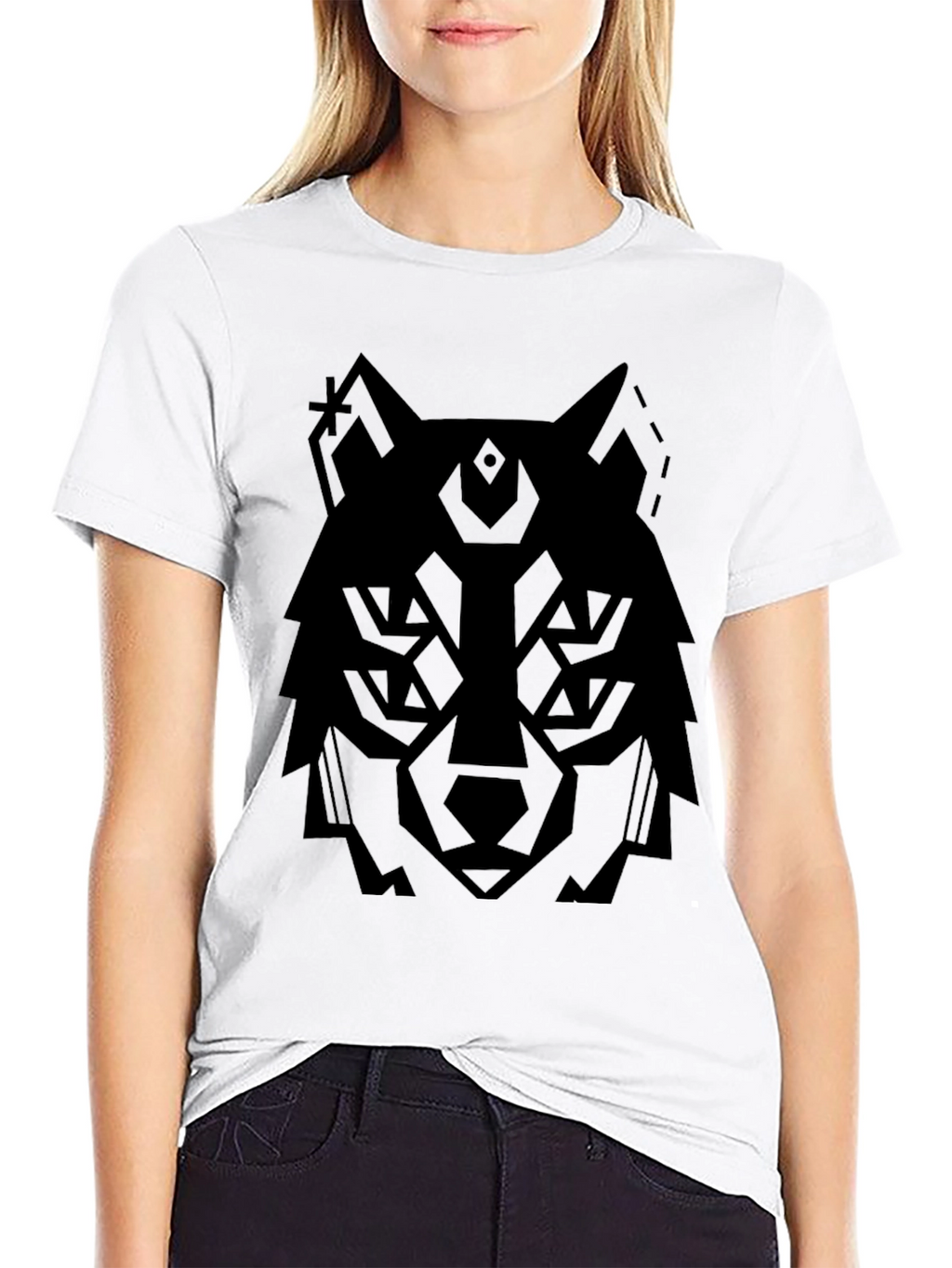 Geometric Wolf Graphic T-Shirt - Modern Style