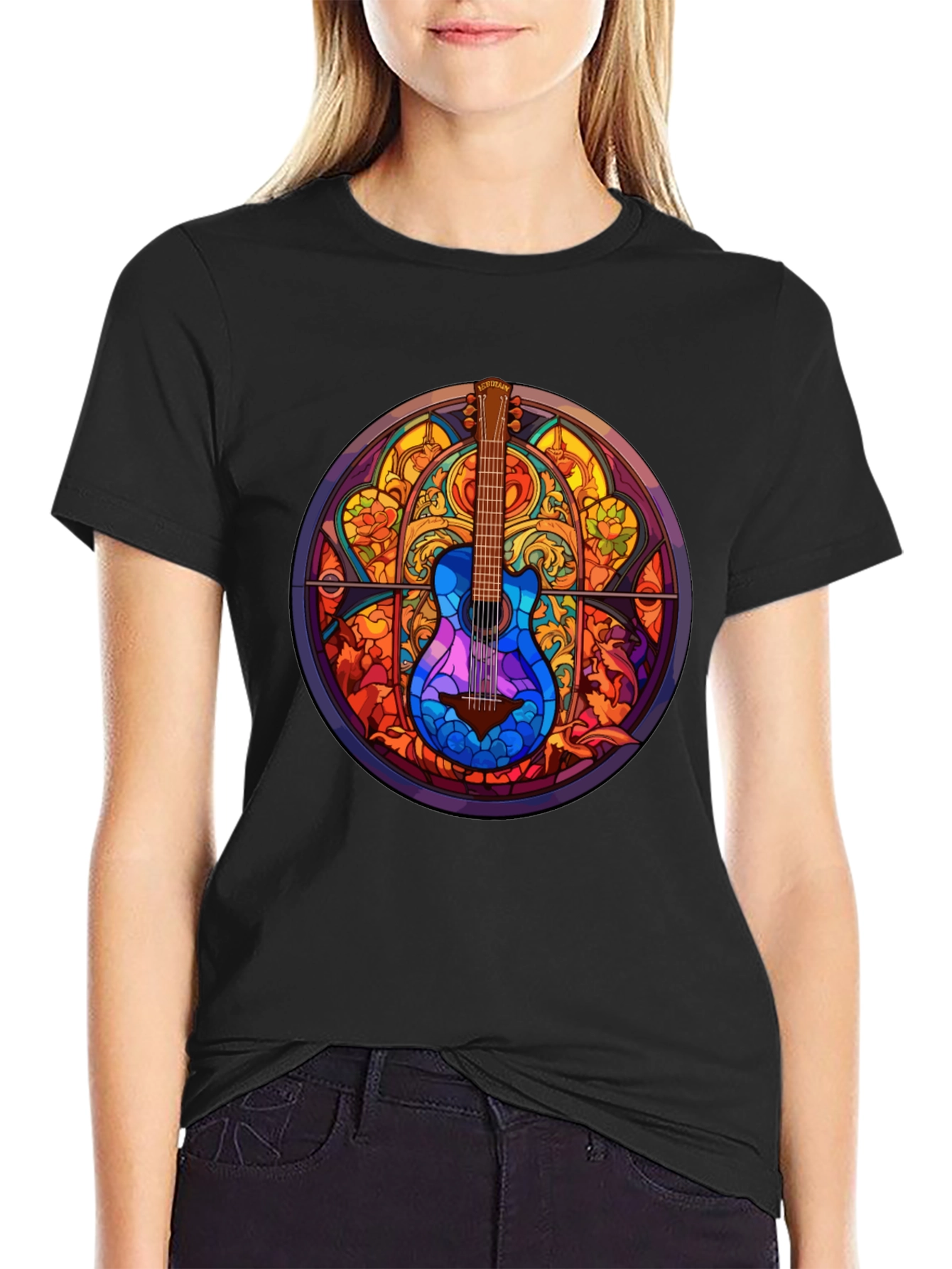 Guitar Stained Glass Style Graphic Tee