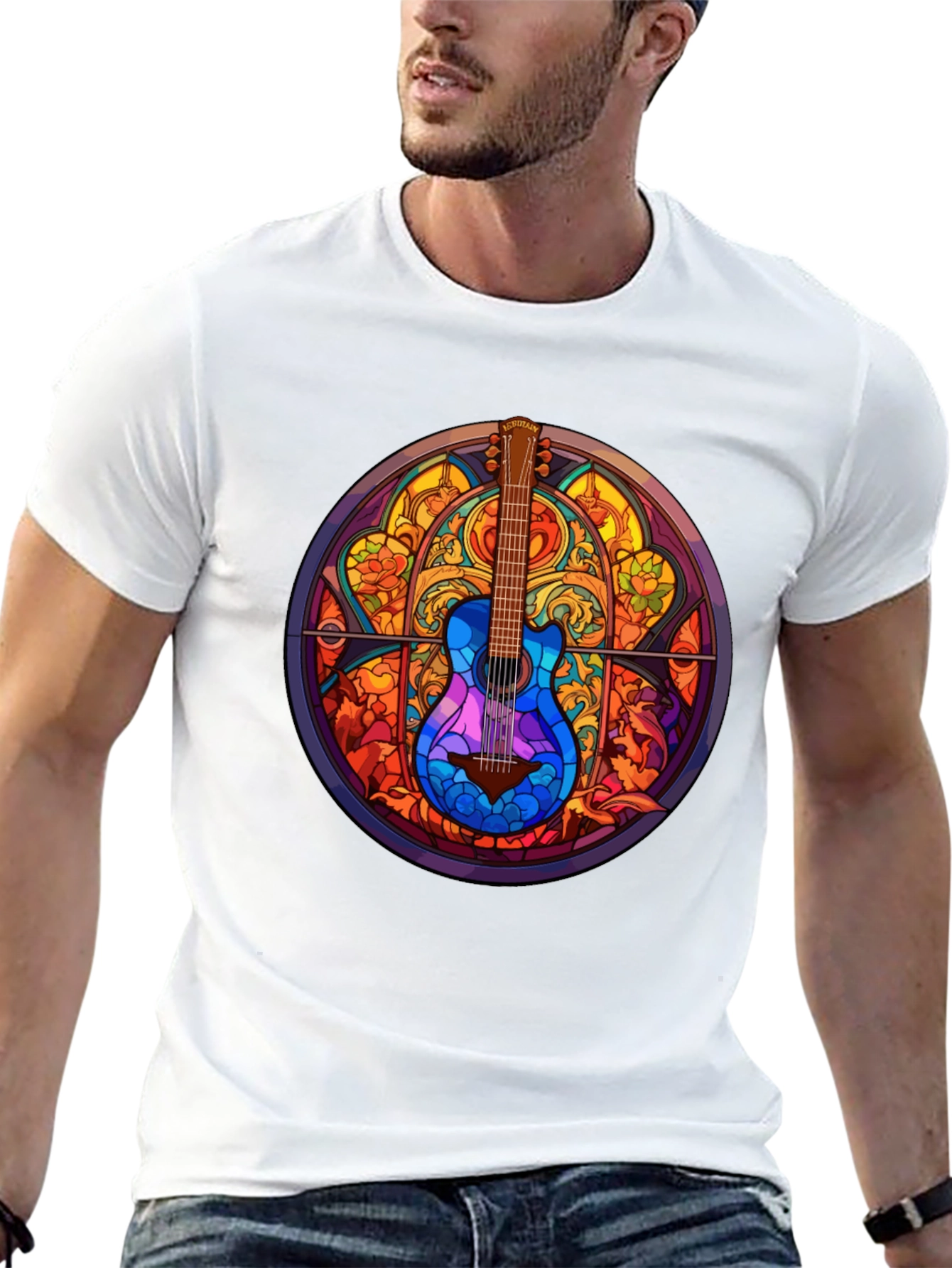 Guitar Stained Glass Style Graphic Tee