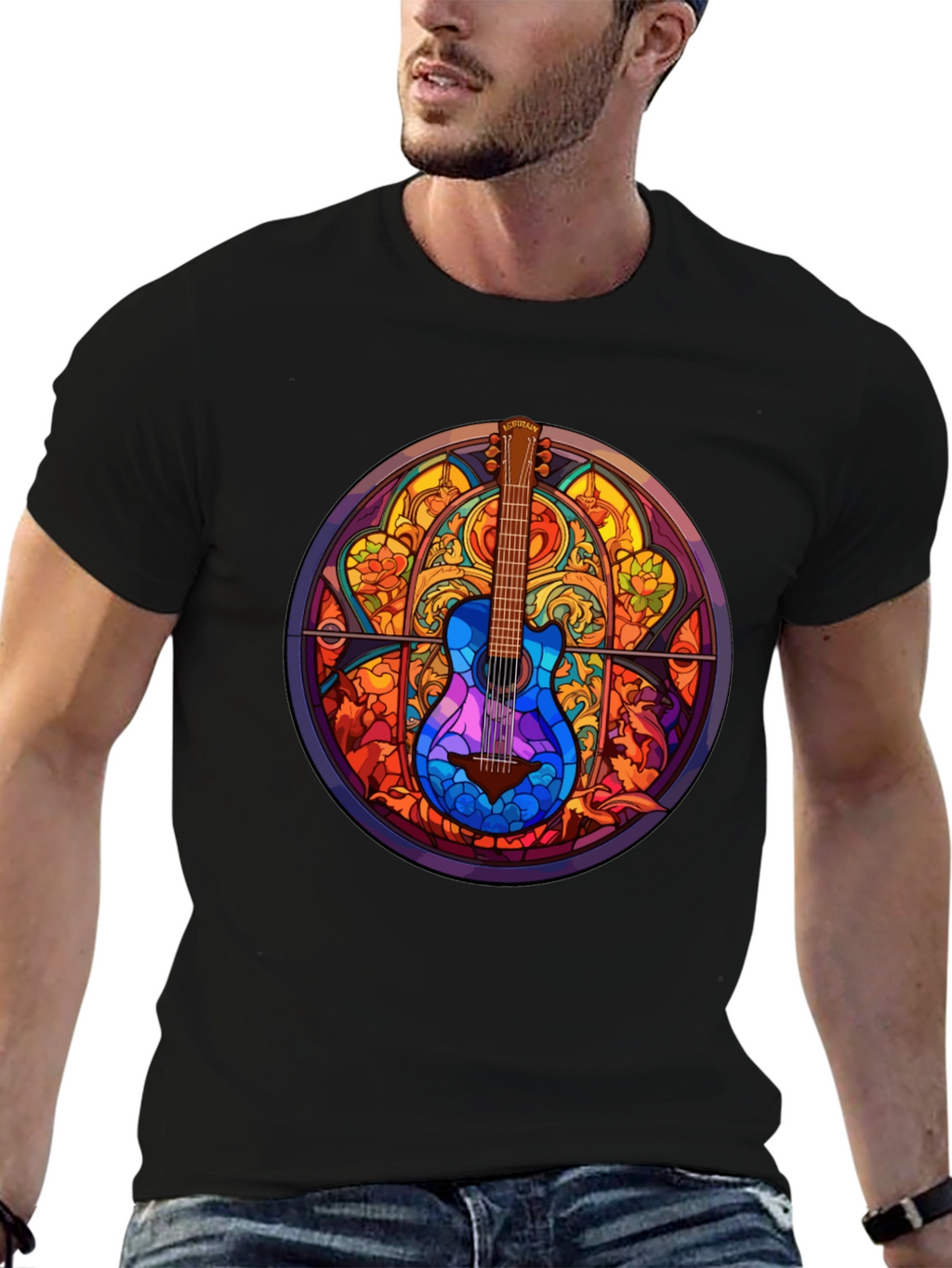 Guitar Stained Glass Style Graphic Tee