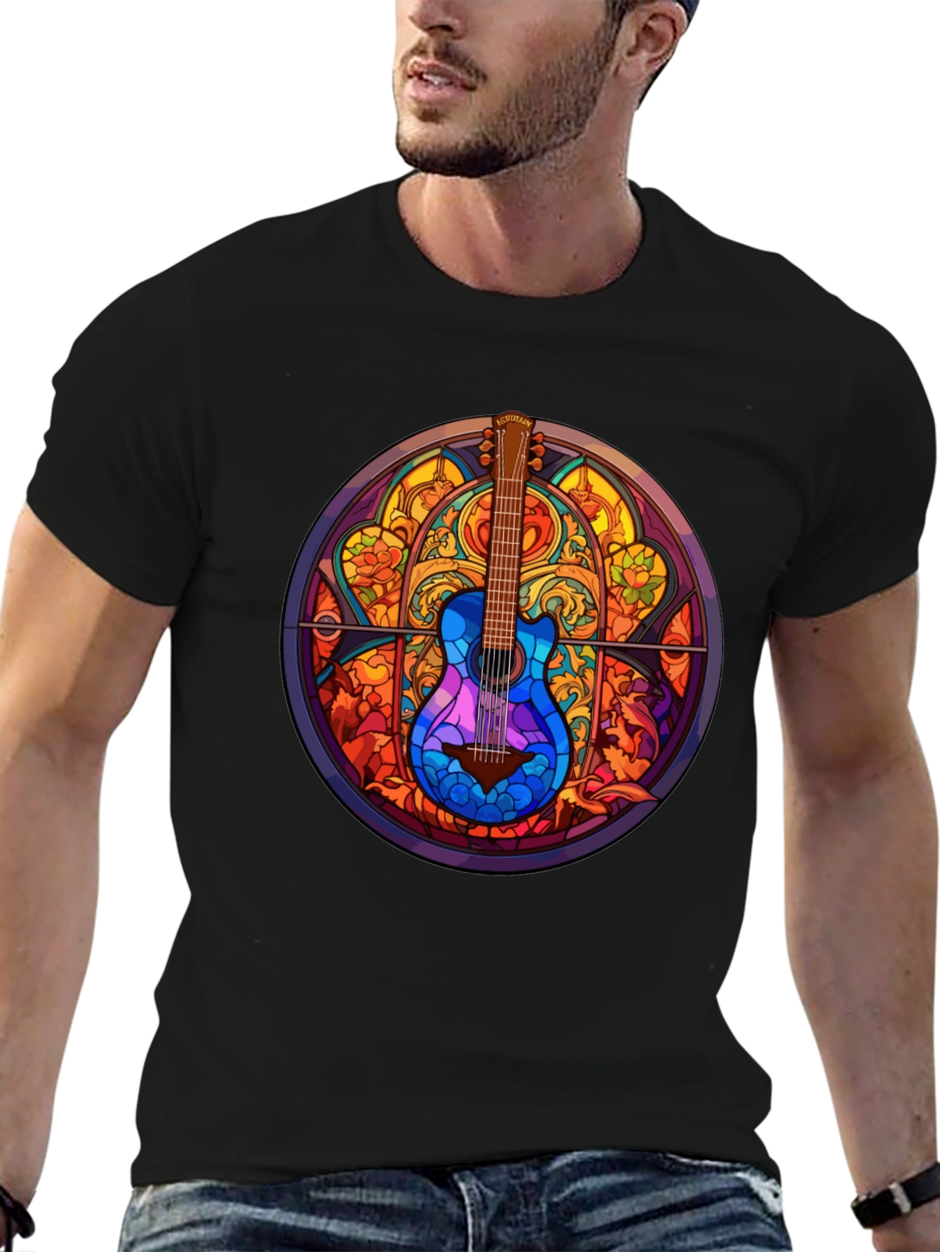 Guitar Stained Glass Style Graphic Tee